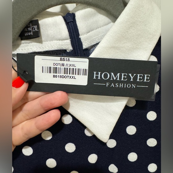 Homeyee navy and white polka dot dress. NWT - Picture 7 of 8